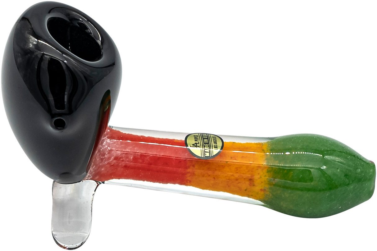 LA Pipes "Sattdown Rasta" Sherlock Glass Pipe with Rasta Colors, Side View