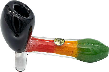 LA Pipes "Sattdown Rasta" Sherlock Glass Pipe with Rasta Colors, Side View
