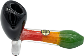 LA Pipes "Sattdown Rasta" Sherlock Glass Pipe with Rasta Colors, Side View
