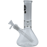 LA Pipes "Shortstop" Beaker Bong, clear borosilicate glass, 10" height, 14mm female joint, side view
