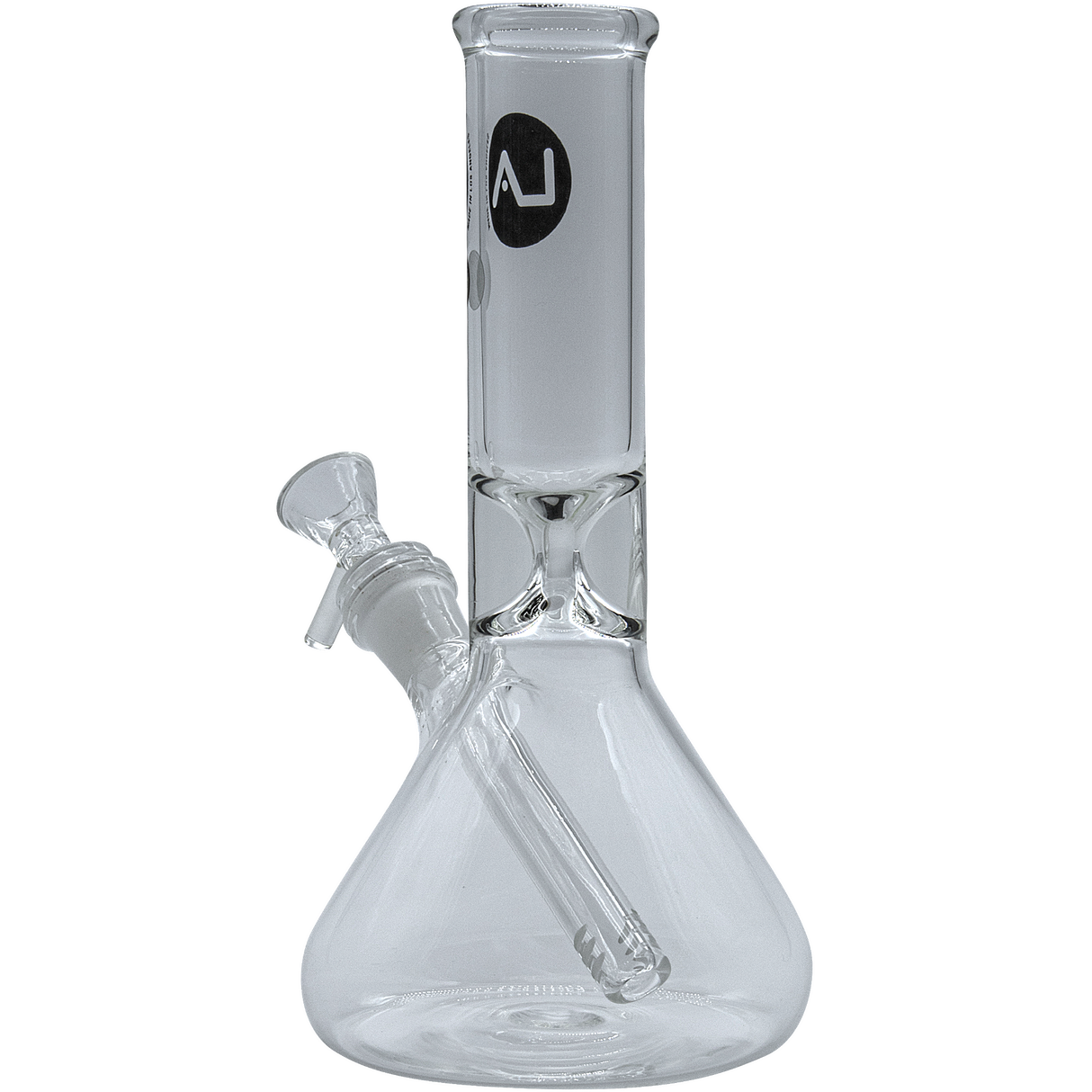 LA Pipes "Shortstop" Beaker Bong, 10" Borosilicate Glass, Clear, Front View