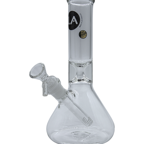 LA Pipes "Shortstop" Beaker Bong, 10" Borosilicate Glass, Side View with Downstem