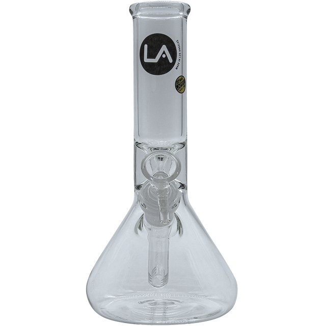 LA Pipes "Shortstop" Beaker Bong, 10" Borosilicate Glass, Front View with Down Stem
