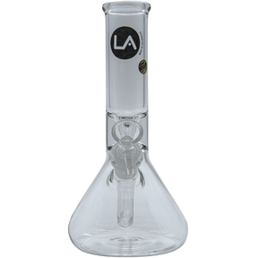 LA Pipes "Shortstop" Beaker Bong, 10" Borosilicate Glass, Front View with Down Stem