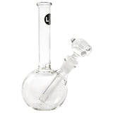 LA Pipes Simple Bubble Bong with clear borosilicate glass, 8" height, and 14mm female joint - side view