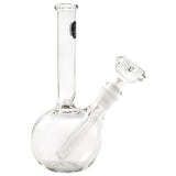 LA Pipes Simple Bubble Bong in clear borosilicate glass, side view with deep bowl and 8" height