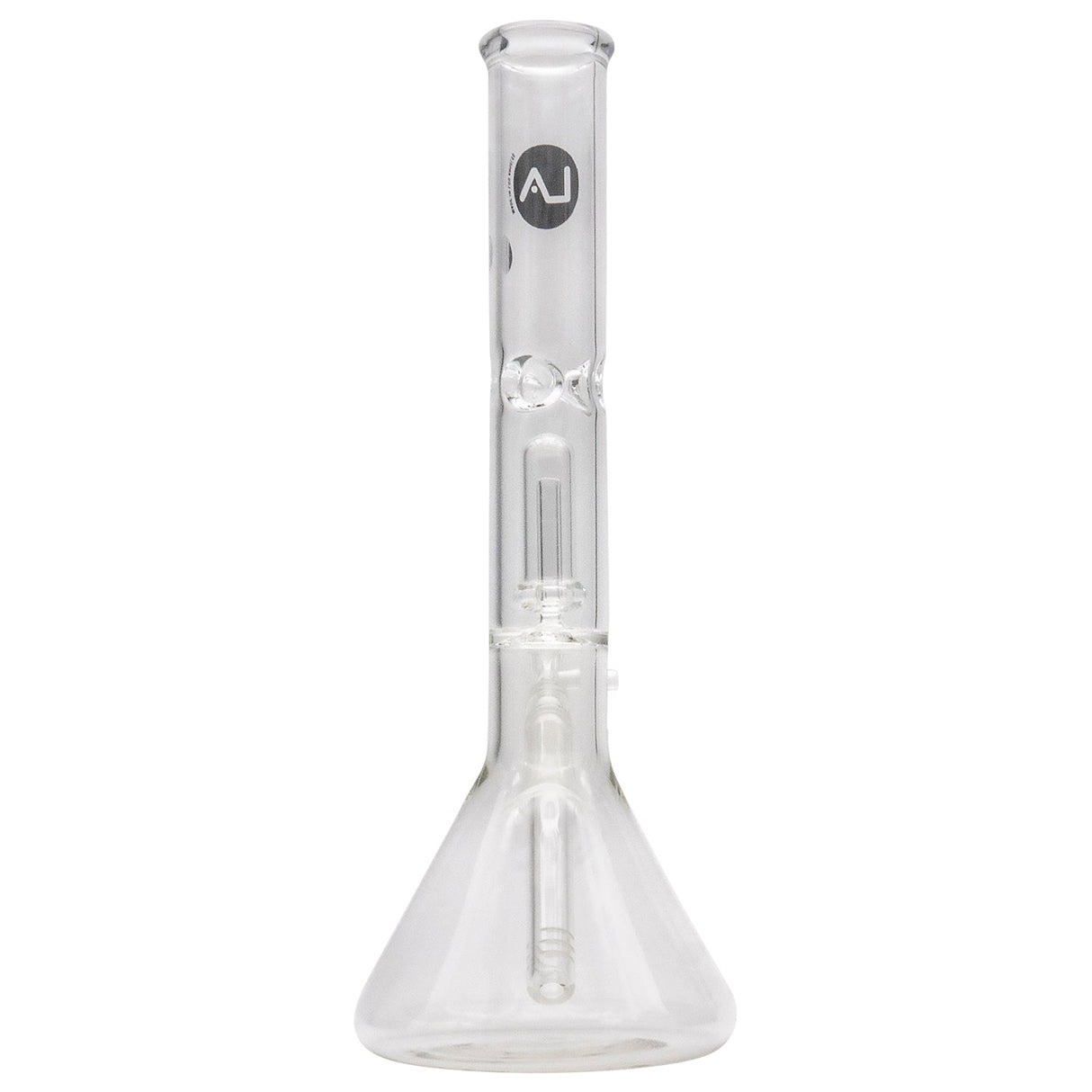 LA Pipes Beaker Bong with Single Showerhead Perc, Clear Borosilicate Glass, Front View