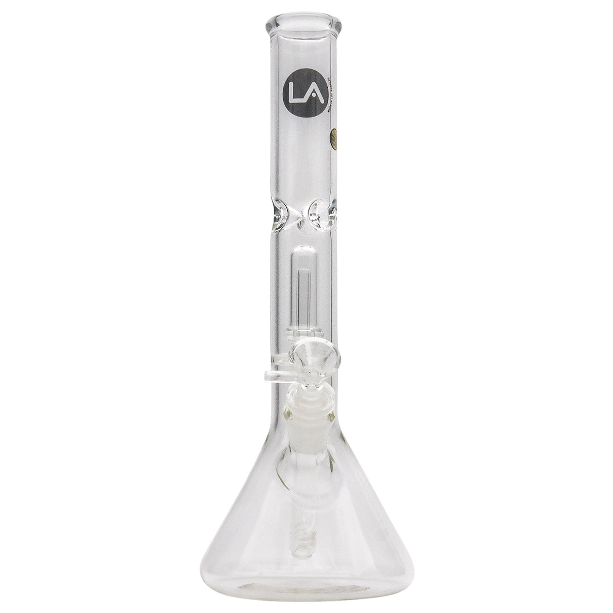 LA Pipes Beaker Bong with Single Showerhead Perc, 45 Degree Joint, Front View on White