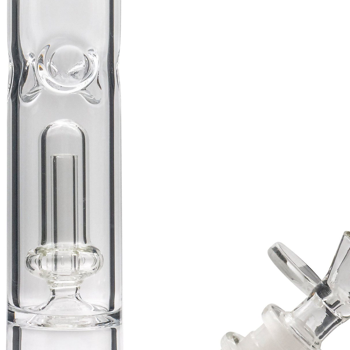 Close-up LA Pipes Straight Bong with Double Showerhead Perc and Clear Borosilicate Glass