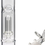 Close-up LA Pipes Straight Bong with Double Showerhead Perc and Clear Borosilicate Glass