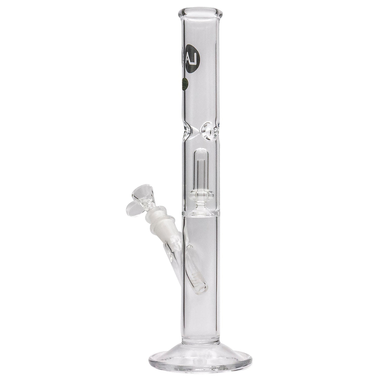 LA Pipes Straight Bong with Showerhead Perc, Clear Borosilicate Glass, Front View on White Background