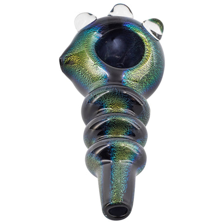 LA Pipes Solid Blue Dichro Maria Ringed Spoon Pipe with Deep Bowl - Top View