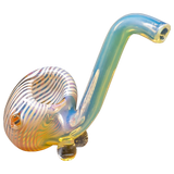 LA Pipes Spoon Hand Pipe in Borosilicate Glass with Striped Design - Angled Side View