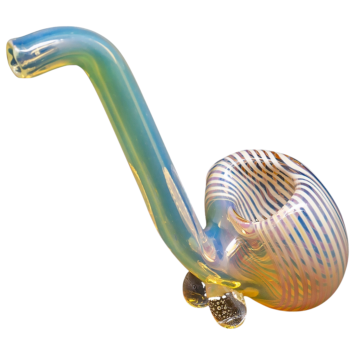 LA Pipes Spoon Hand Pipe in Borosilicate Glass with Swirl Design, Side View