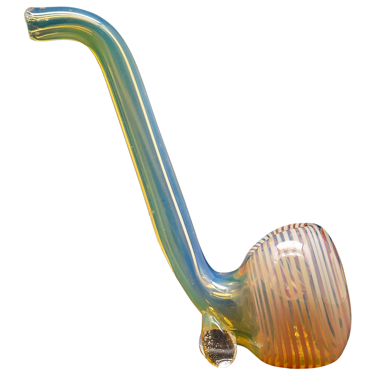 LA Pipes Spoon Hand Pipe in Borosilicate Glass with Striped Design - Side View