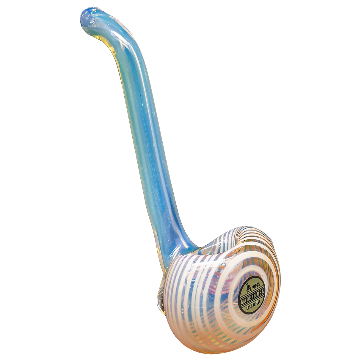 LA Pipes Spoon Hand Pipe in Borosilicate Glass with Colorful Striped Design - Side View