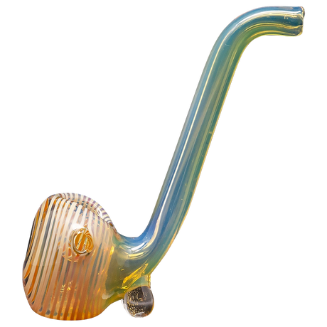 LA Pipes Glass Spoon Pipe with Deep Bowl and Swirl Design, Angled Side View