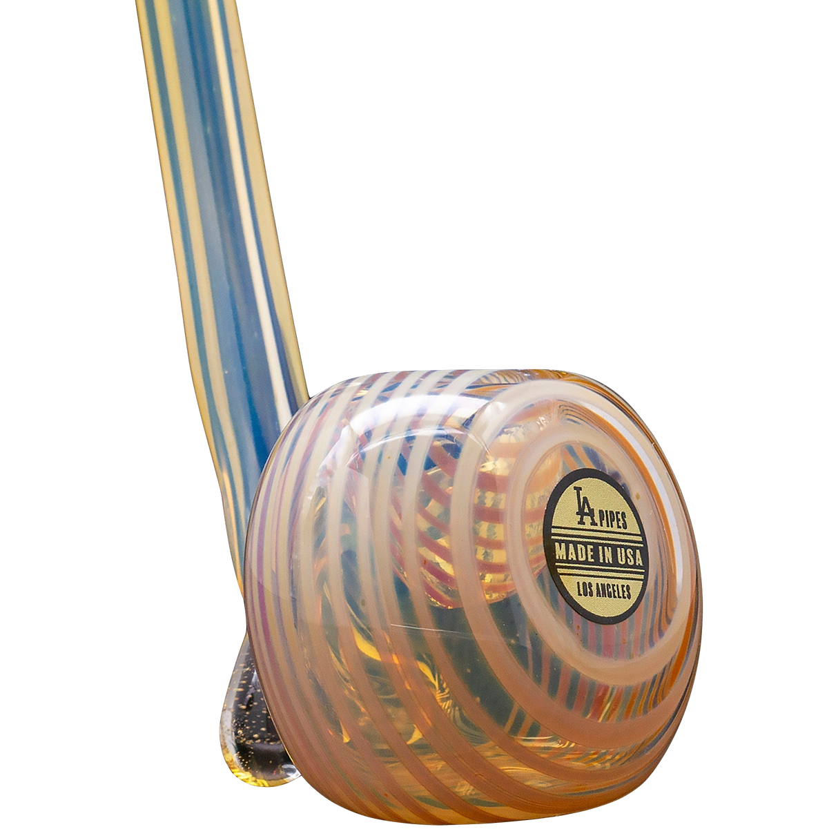 LA Pipes Spoon Hand Pipe in Borosilicate Glass with Swirl Design - Side View