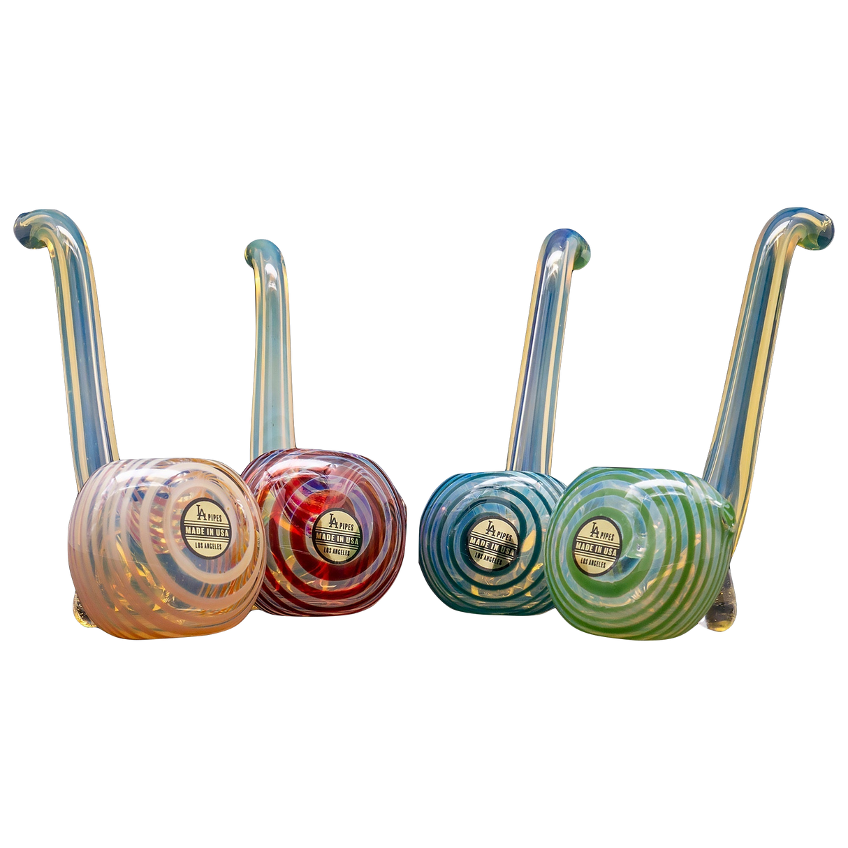 LA Pipes Borosilicate Glass Spoon Pipes in Various Swirled Colors - Front View