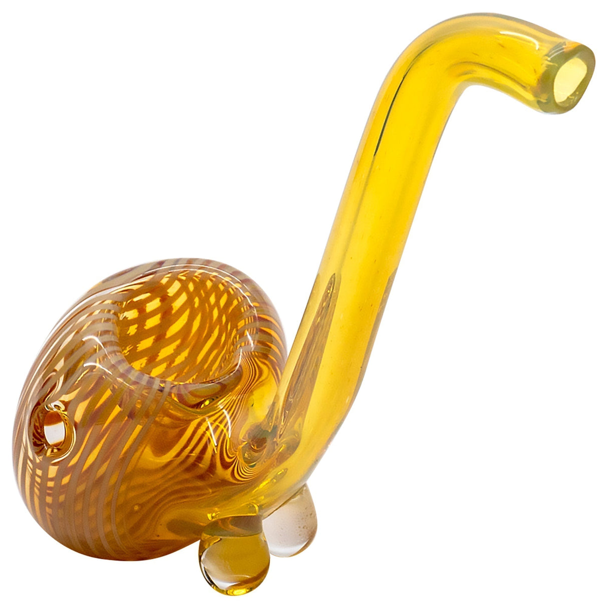 LA Pipes Spoon Hand Pipe in Amber, Borosilicate Glass with Swirl Design - Side View