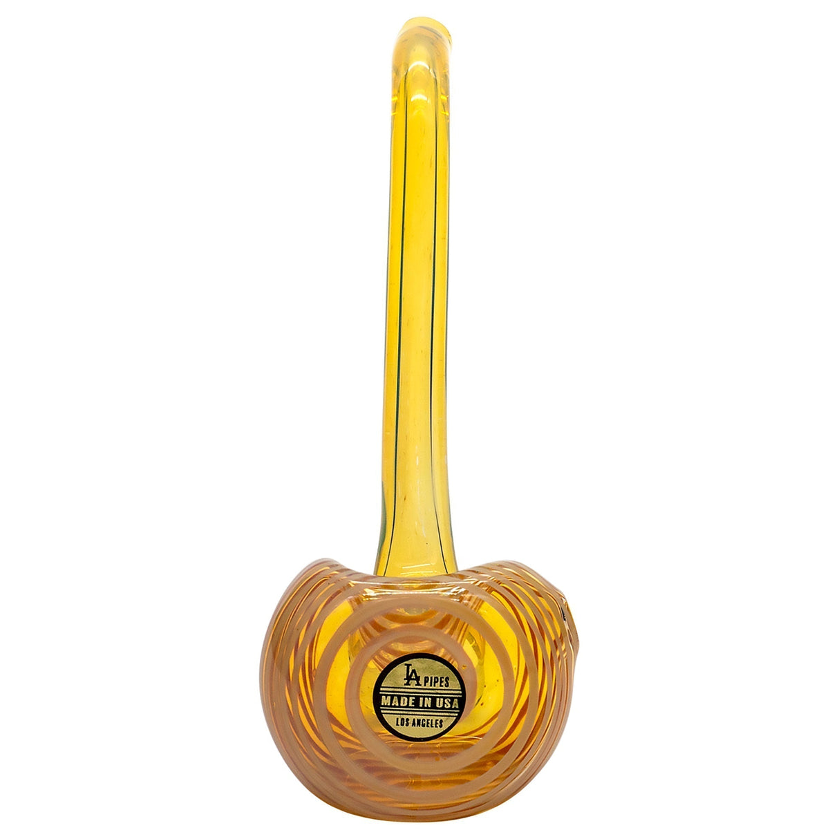 LA Pipes Spoon Hand Pipe in Amber, Durable Borosilicate Glass, Front View on White Background