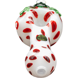 LA Pipes "Spotted Poison Frog" Spoon Glass Pipe, compact 4" length, top view on white background