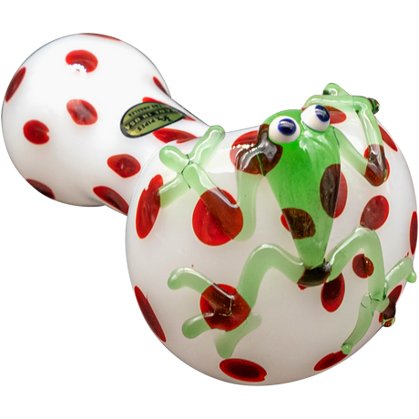 LA Pipes "Spotted Poison Frog" Spoon Glass Pipe, 4" Compact Borosilicate Design
