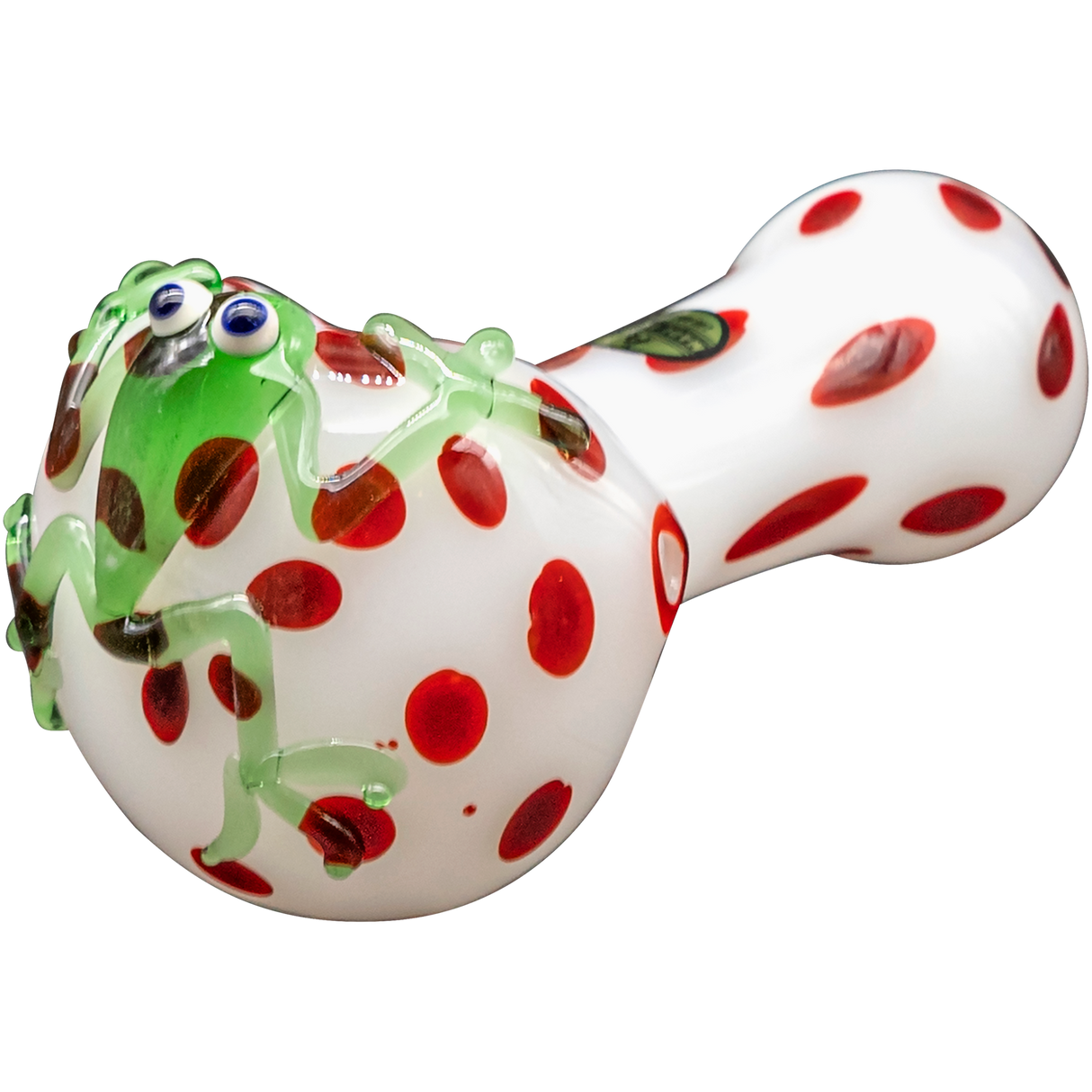 LA Pipes Spotted Poison Frog Spoon Glass Pipe, 4" Borosilicate, Portable Design