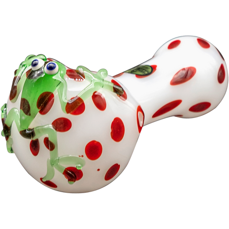 LA Pipes Spotted Poison Frog Spoon Glass Pipe, 4" Borosilicate, Portable Design