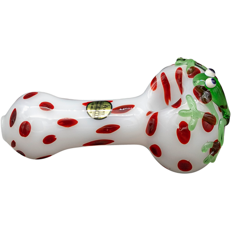 LA Pipes "Spotted Poison Frog" Spoon Glass Pipe, 4" Compact Borosilicate, Side View