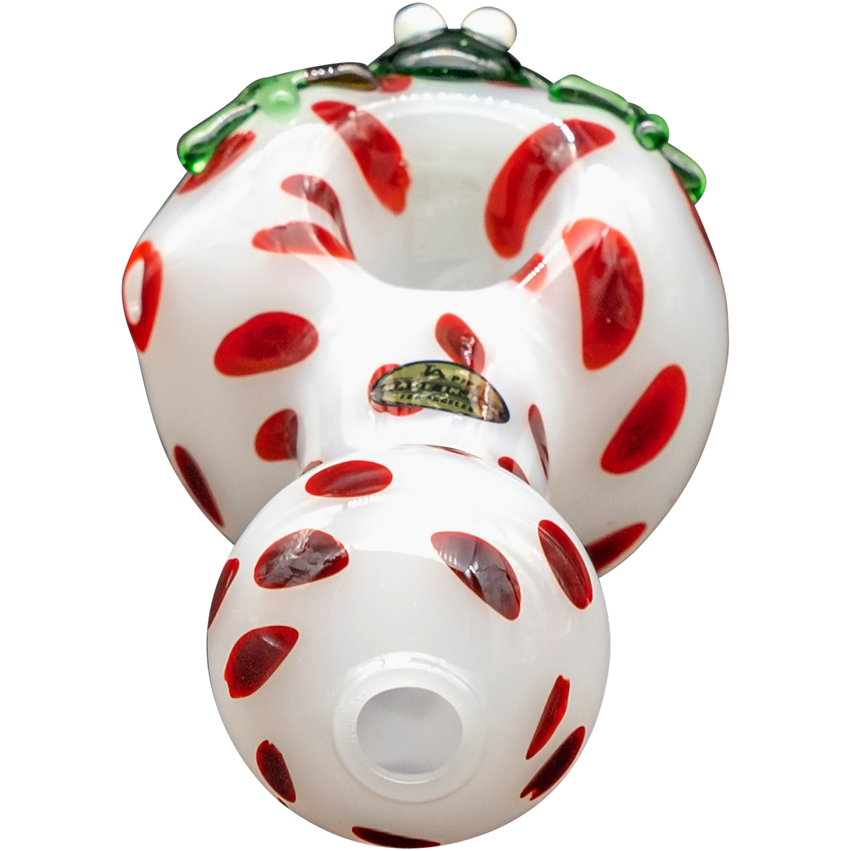 LA Pipes Spotted Poison Frog Spoon Glass Pipe, Compact 4" Borosilicate, Top View