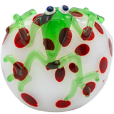 LA Pipes "Spotted Poison Frog" Spoon Glass Pipe, 4" Compact Design, Borosilicate Glass, Top View