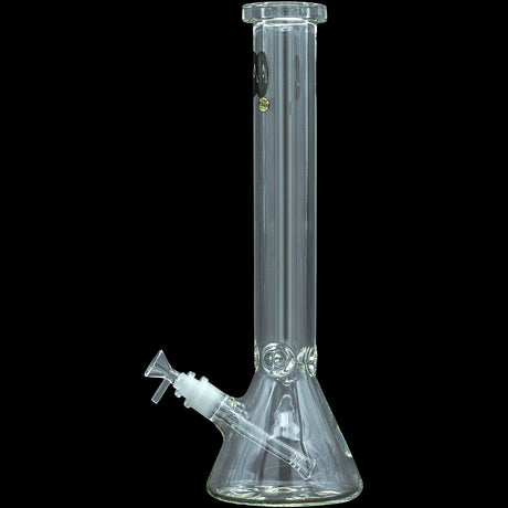 LA Pipes "Squared Up" Beaker Bong, Heavy 9mm Thick Glass, 16" Height, Clear, Front View