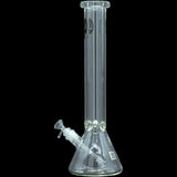 LA Pipes "Squared Up" clear beaker bong, 9mm thick borosilicate glass, 16" tall, front view