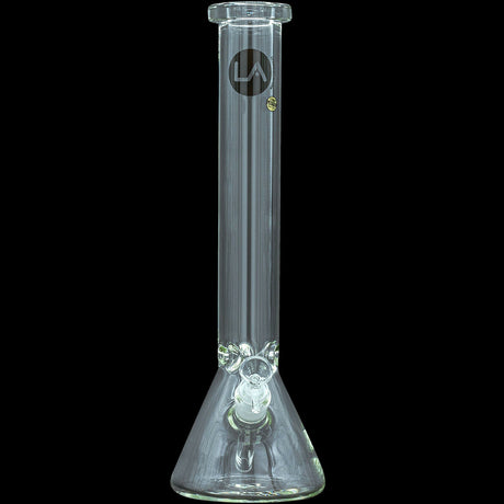 LA Pipes "Squared Up" 9mm Thick Beaker Bong, Clear Borosilicate Glass, 16" Tall Front View