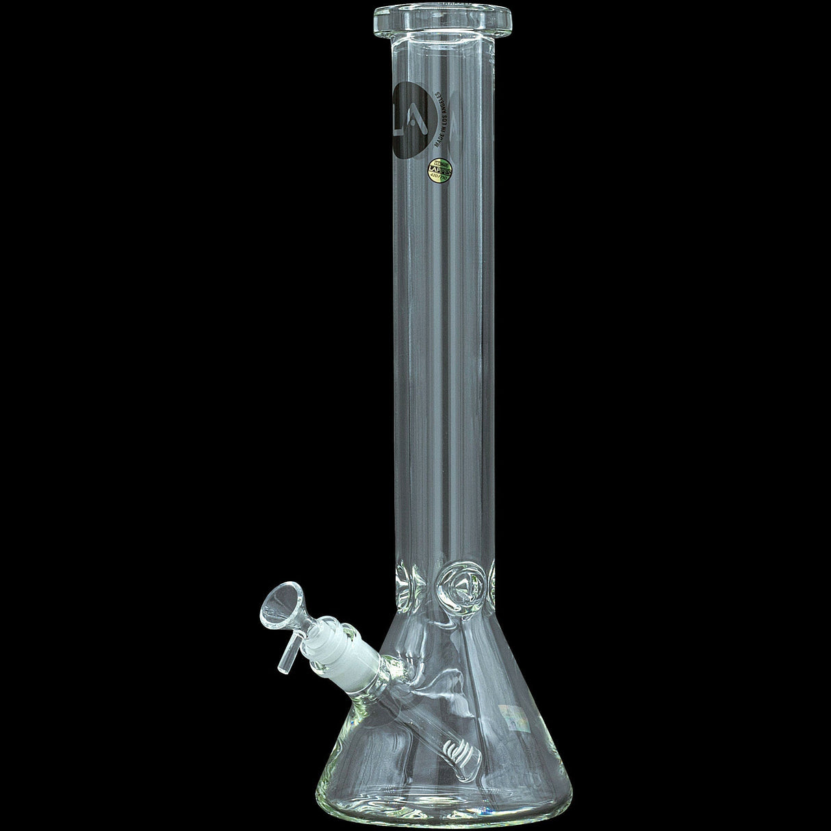 LA Pipes "Squared Up" Clear Beaker Bong, 9mm Thick Borosilicate Glass, Front View