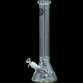 LA Pipes "Squared Up" Clear Beaker Bong, 9mm Thick Borosilicate Glass, Front View