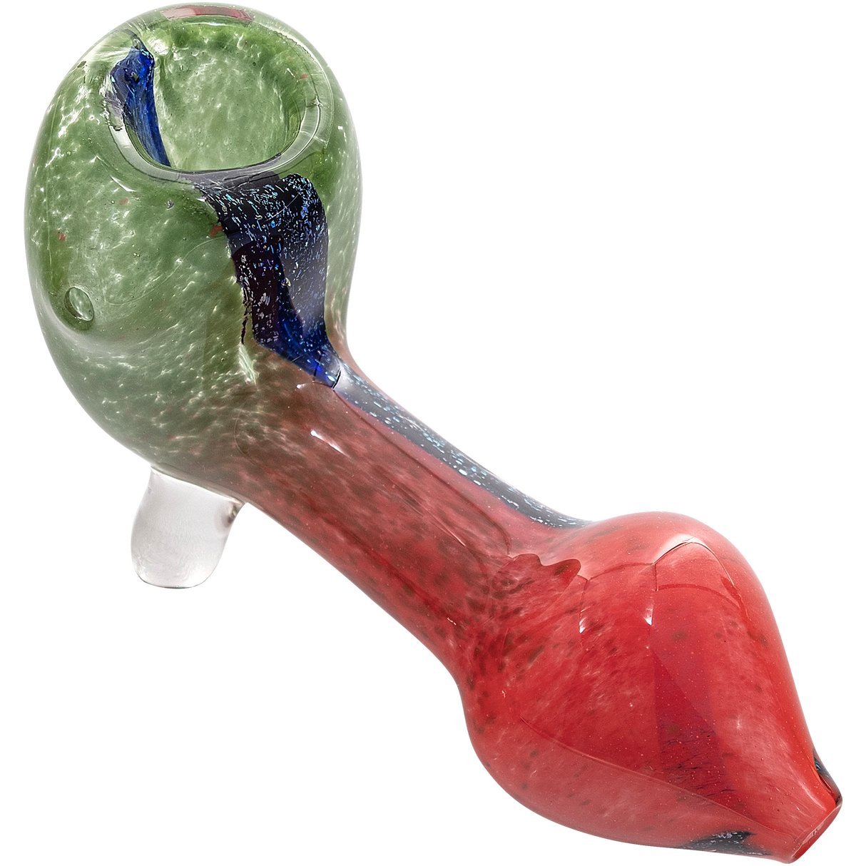 LA Pipes "Star Walker" Dichro Sherlock Pipe in Green/Red - Angled Side View