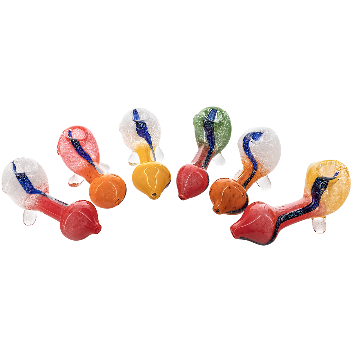 Assortment of LA Pipes "Star Walker" Dichro Sherlock Pipes in various colors, front view on white background