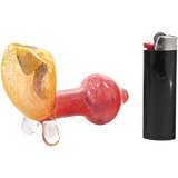 LA Pipes "Star Walker" Dichro Sherlock Pipe in vibrant colors beside a lighter, side view