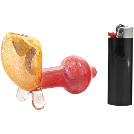 LA Pipes "Star Walker" Dichro Sherlock Pipe in vibrant colors beside a lighter, side view