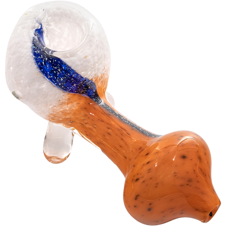 LA Pipes "Star Walker" Dichro Sherlock Pipe in White/Orange, Borosilicate Glass, 4" Length