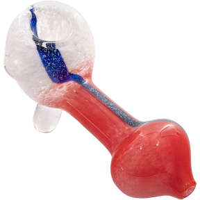 LA Pipes "Star Walker" Dichro Sherlock Pipe in White/Red, Borosilicate Glass, 4" Length