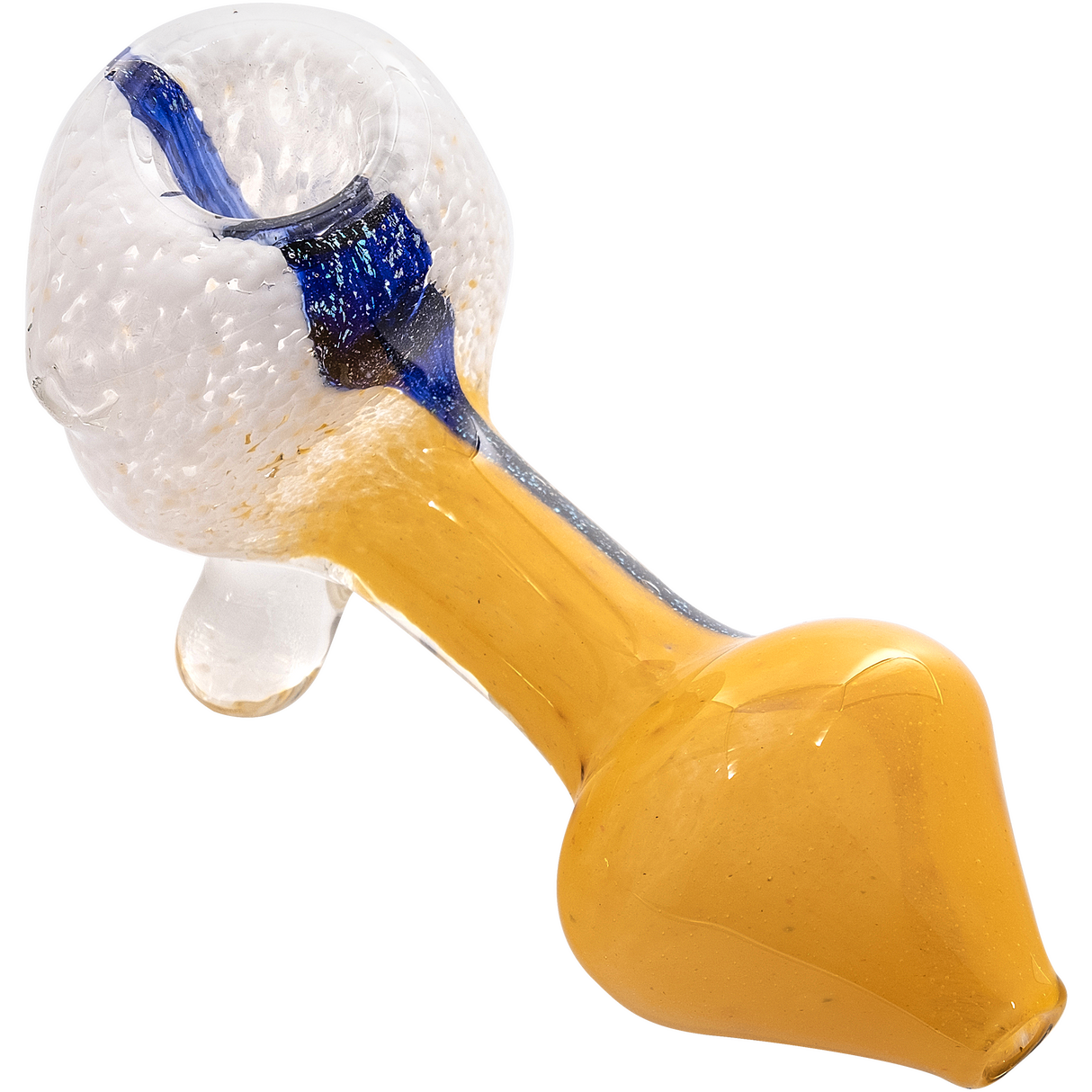 LA Pipes "Star Walker" Dichro Sherlock Pipe in White/Yellow, Angled Side View