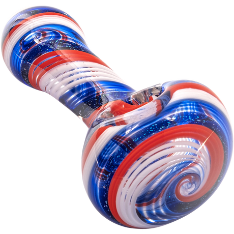 LA Pipes Stars and Stripes Glass Spoon Pipe, compact design with patriotic colors
