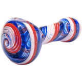 LA Pipes compact borosilicate glass spoon pipe with stars and stripes design, side view