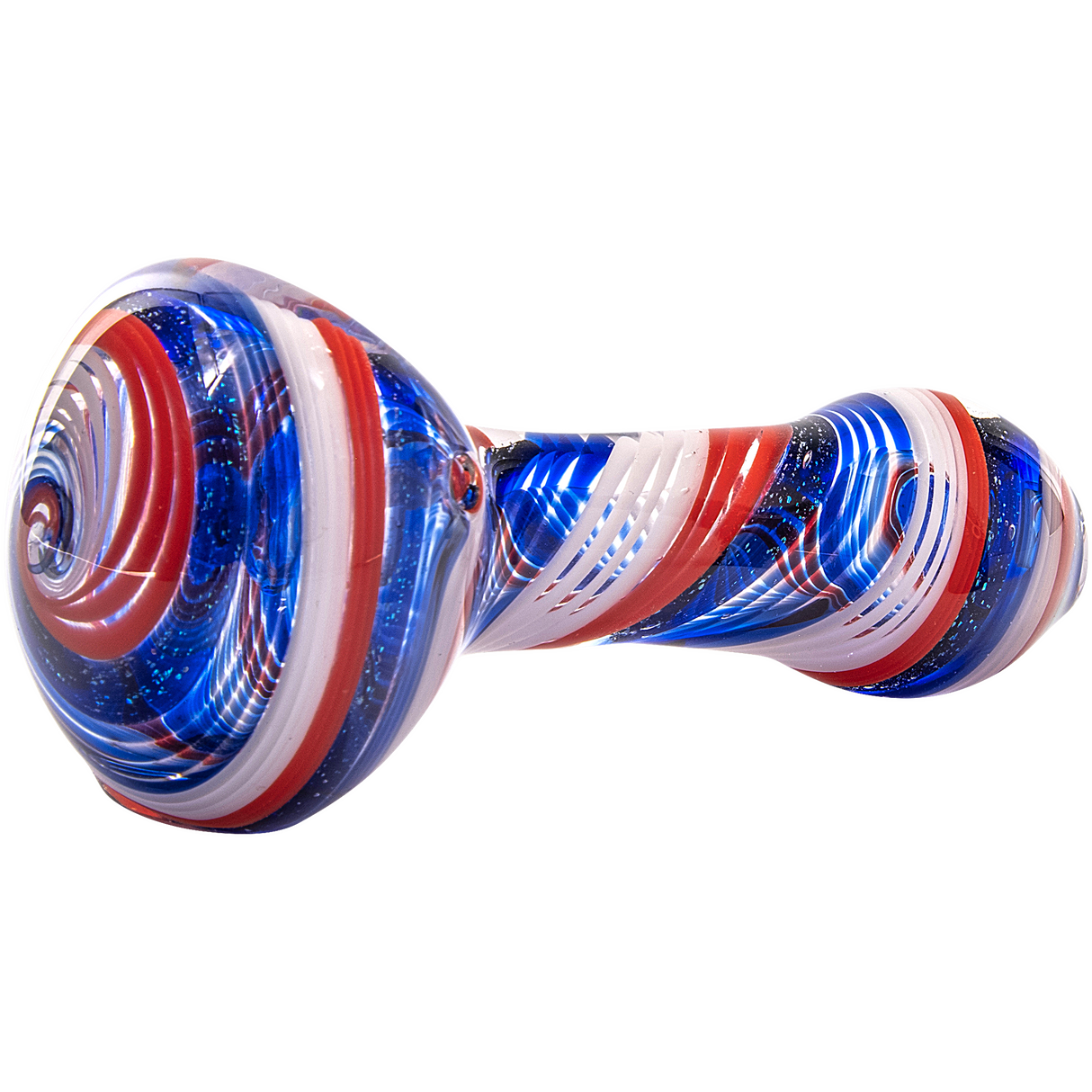 LA Pipes Stars and Stripes Glass Spoon Pipe, Compact Borosilicate, Side View