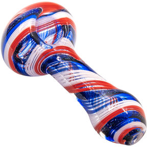 LA Pipes Stars and Stripes Independence Glass Spoon Pipe, Compact Borosilicate, Angled View