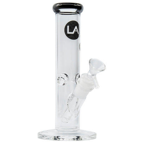 LA Pipes Straight Shooter Bong in Black Onyx, 8" Tall, 38mm Diameter, Borosilicate Glass, Front View