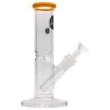 LA Pipes 8" Straight Shooter Bong in Clear Borosilicate Glass with Amber Accents - Front View